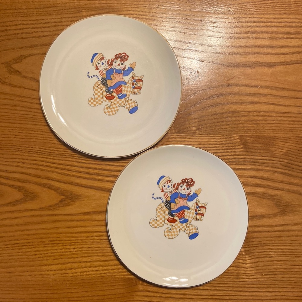 Vintage Raggedy Ann & Andy Ware by Crooksville USA 1940’s set of 2 Plates